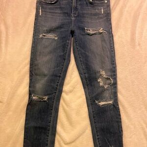 Women’s Agolde Sophie high rise  Distressed Dark Blue Skinny Jeans size 26